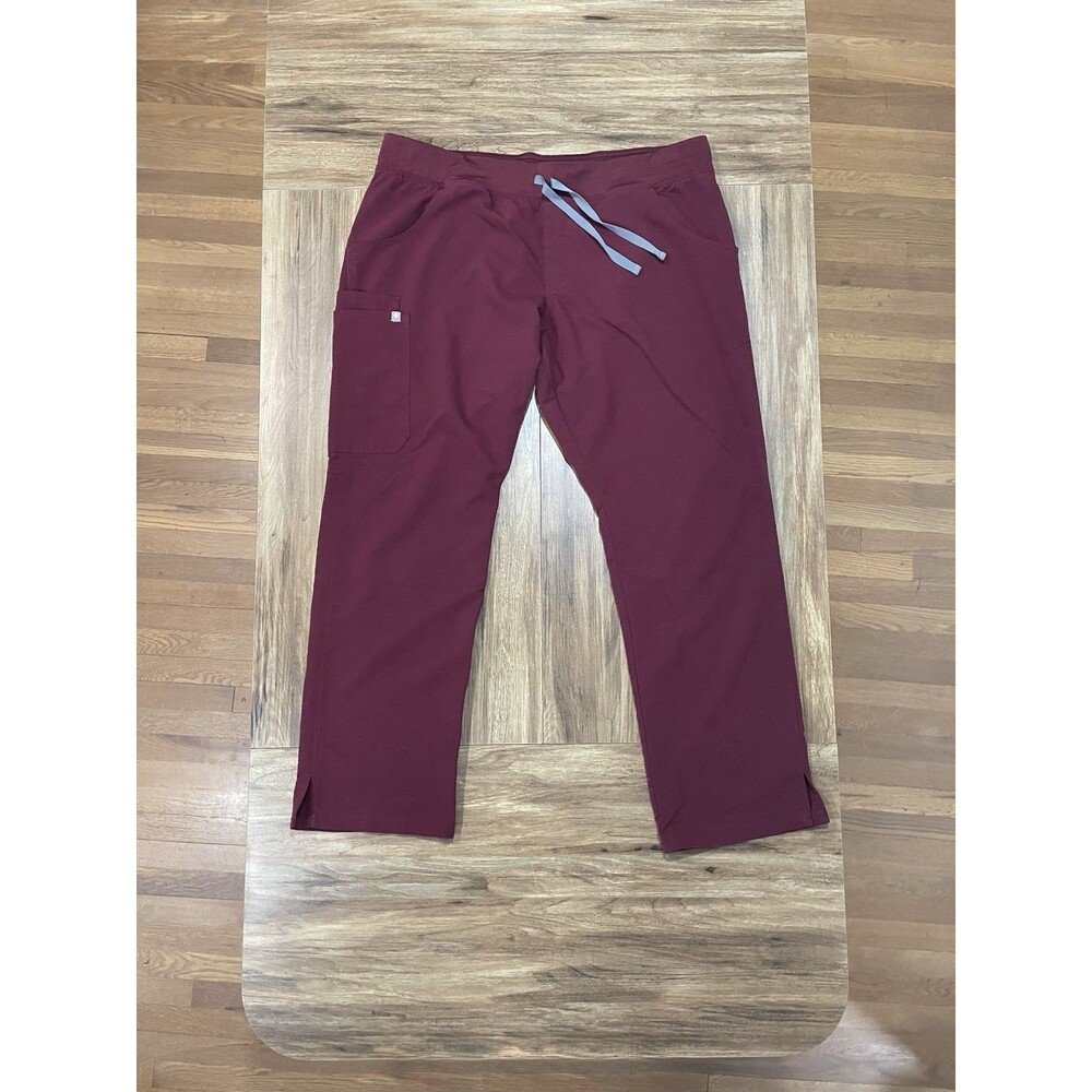 FIGS Kade Cargo Scrub Pants Womens XLarge Red Maroon Burgundy Cargo Straight Leg